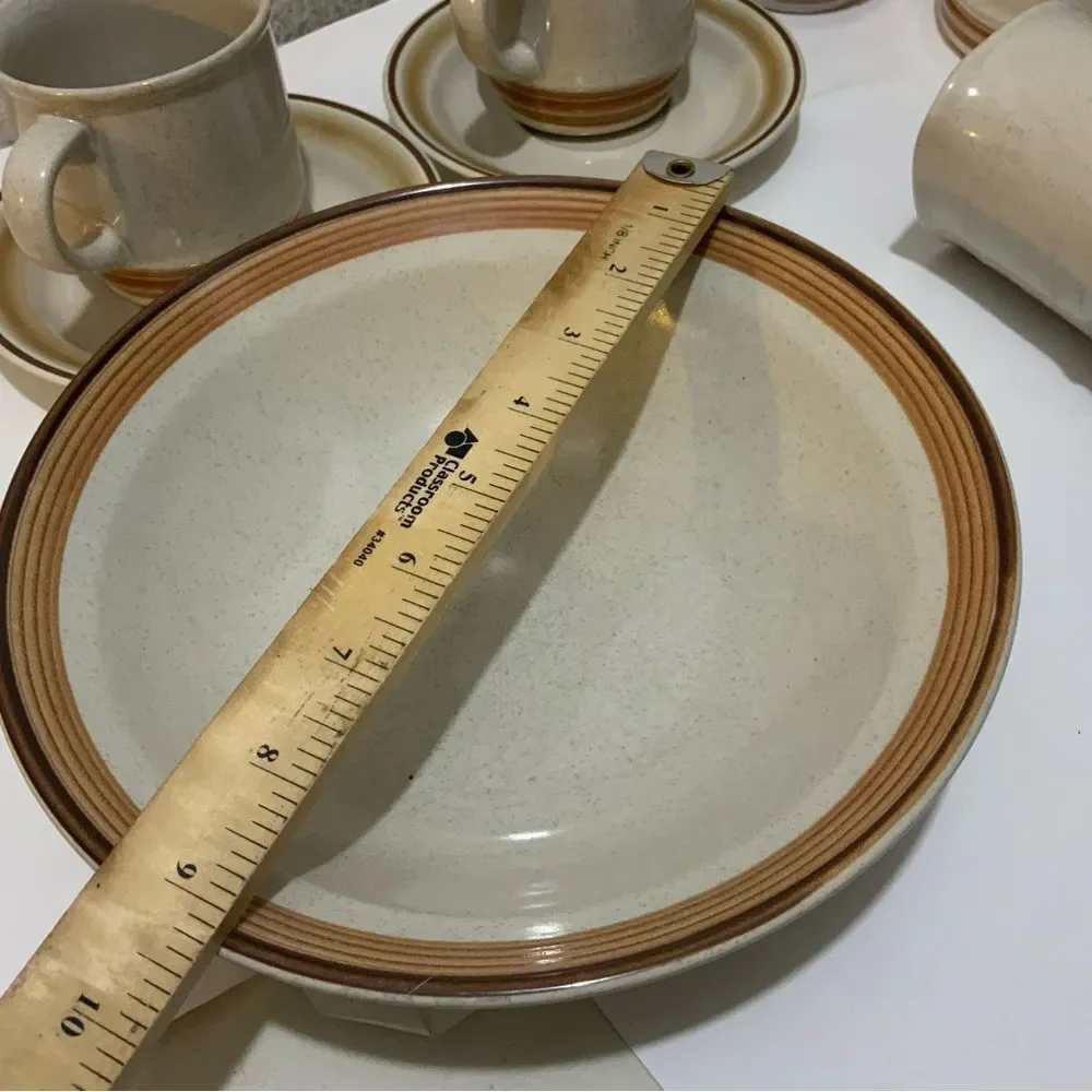 Vintage Japan Stoneware Set salad bowl creamer sugar bowl cups suacers G10